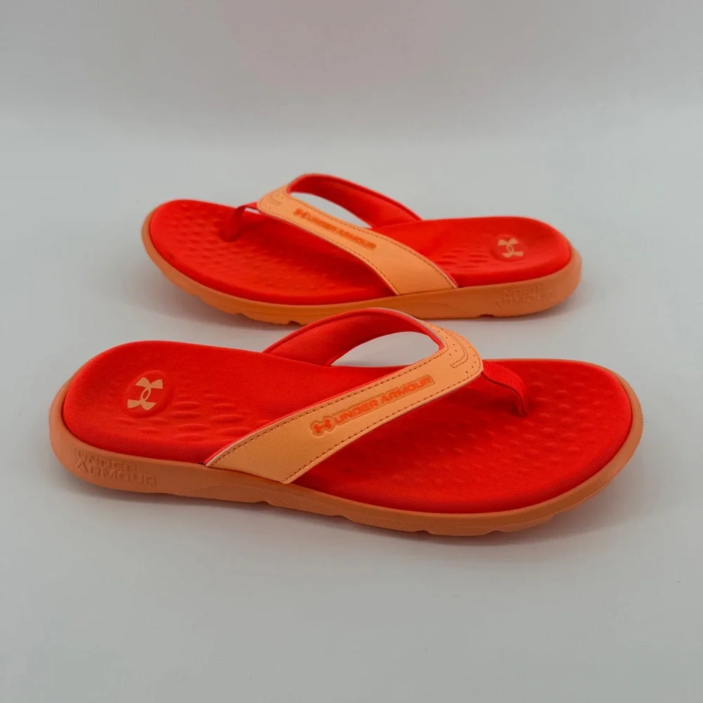 Under Armour Sandals Womens 8 Orange Ignite Thong Flip Flop Sporty Cushioned